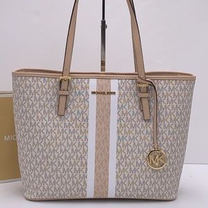 Michael Kors Jet Set Travel Medium Carryall Tote Buff Multi